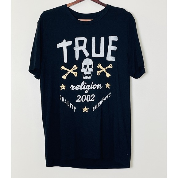 True‎ Religion Graphic T-Shirt Men's Large Black World Tour Streetwear - Picture 1 of 4